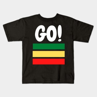 Red, yellow, green colour and then Go!!!  Motivational Design, minimalist Kids T-Shirt